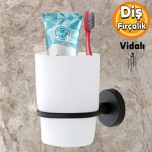 Badem10 Diş Fırçalık Vidalı Banyo Diş Fırçası Kabı Kutusu Siyah