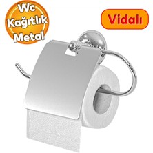 Badem10 Tuvalet Kağıtlık Aparat Kapalı Wc Kağıt Standı Paslanmaz Metal Sağlam Vidalı Krom Renk