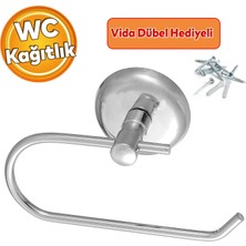 Badem10 Tuvalet Kağıtlık Aparat Kapalı Wc Kağıt Standı Bez Havluluk Paslanmaz Metal Sağlam Krom