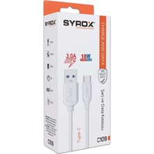 Syrox C109 Type-C Girişli 18W 3.0A Hızlı Şarj ve Data Kablosu