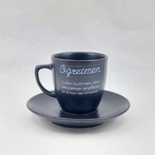 Mor Mürekkep Öğretmen El Yazı Baskılı Siyah Kahve Fincanı