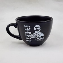 Mor Mürekkep Bana Anlat Gebeş Kaplumbağ Baskılı Siyah Çay Fincanı