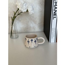 Heyna Damlalı Nazar Boncuğu Desenli El Yapımı Seramik Kupa Bardak Mug