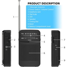 HT-263 Taşınabilir Am/fm Radyo Küçük Boy Cep Radyosu Pilli Radyo