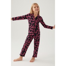 Barbie Kız Çocuk Siyah Gömlek Pijama Takımı