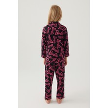 Barbie Kız Çocuk Siyah Gömlek Pijama Takımı