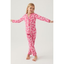 Barbie Kız Çocuk Pembe Gömlek Pijama Takımı