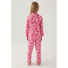 Barbie Kız Çocuk Pembe Gömlek Pijama Takımı