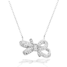 Zirconia Taşlı Işıltılı Diamond Fiyonk Model Kadın Gümüş Kolye