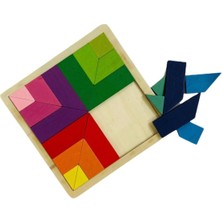 Winnie Baby Ahşap Renkli Tangram 24 Parça Zeka Oyunu Eğitici Oyuncak 18X18CM