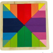 Winnie Baby Ahşap Renkli Tangram 24 Parça Zeka Oyunu Eğitici Oyuncak 18X18CM