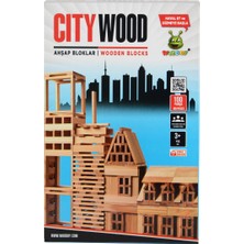 Woodoy Citywood | Ahşap Yapı Seti, Oyunu - 100 Parça Naturel Ahşap Yapı Blokları 3+ Yaş