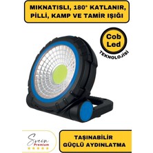 Svein Taşınabilir Cep Boy Pilli Mıknatıslı Katlanır Ayaklı Kamp Bahçe Ev Için Mini Cob Projektör LED Işık