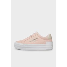 Calvin Klein Logolu Flatform Deri Sneaker Ayakkabı YW0YW012940J2 Bayan Ayakkabı YW0YW01294 0j2