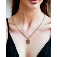 Mixperi Kalpli Anahtar Girişli Zirkon Taşlı Kolye Kalp Desenli Kolye