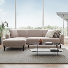 Enza Home Terra Yataklı Köşe, Kadife Dokulu, Sol Köşe - Kemik