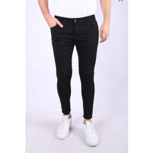 Lina Trend Erkek Siyah Düz Klasik Rahat Slim Fit Italyan Kesimi- Regular Fit Likralı Erkek Kot Pantolon