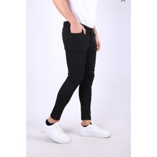 Lina Trend Erkek Siyah Düz Klasik Rahat Slim Fit Italyan Kesimi- Regular Fit Likralı Erkek Kot Pantolon