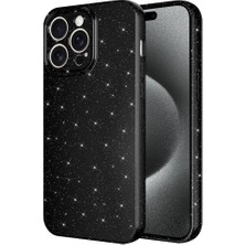 Case Street Apple iPhone 15 Pro Max Kılıf Koton Simli Silikon Arka Kapak Kamera Korumalı Siyah