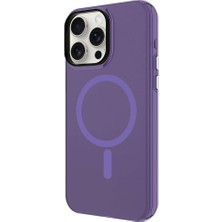 Case Street Apple iPhone 15 Pro Max Kılıf C-Pro Flex Tuşlu Magsafeli Arkası Buzlu Transparan Derin Mor