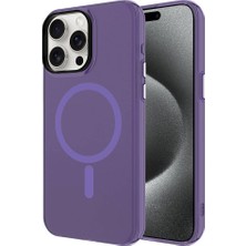 Case Street Apple iPhone 15 Pro Max Kılıf C-Pro Flex Tuşlu Magsafeli Arkası Buzlu Transparan Derin Mor