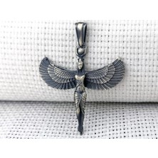 Takıhan Antik Mısır Tanrıçası Isis Figürlü 3 Boyutlu 925 Ayar Gümüş Kolye Ucu