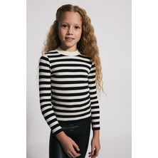 Babokah (Kids Girl) Dik Yaka Çizgili Uzun Kol T-Shirt