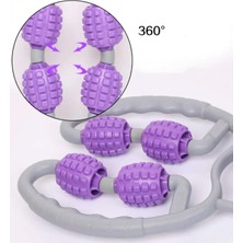 Naturachi Selülit Masaj Rulosu 5 Topuzlu Masaj Aparatı Mor Renk
