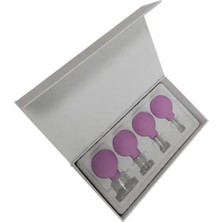 Naturachi Silikon Vakumlu Cam Yüz Masaj Kupası 4'lü Set Mor Renk