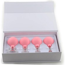 Naturachi Silikon Vakumlu Cam Yüz Masaj Kupası 4'lü Set Pembe Renk