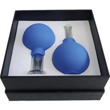 Naturachi Silikon Vakumlu Cam Yüz Masaj Kupası 2'li Set Mavi Renk