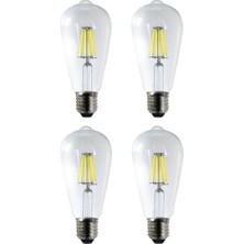 Heka LED Filament Rustik Ampul 6W Gün Işığı - 4 Adet