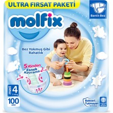 Molfix Bebek Bezi Ultra Fırsat Paketi 4 Beden 7-14 kg 100 Adet Brnm  [gymberq]