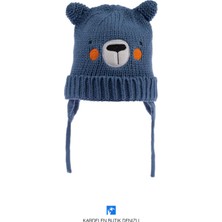 Kardelen Butik Denizli Bebekler Için Ayılı Bere ( Içi Polarlı, Miflonlu ) ( 0-18 Aylık )