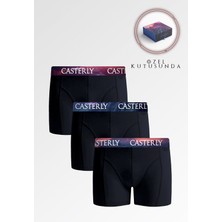 Casterly Erkek Siyah Boxer 3'lü Set: Özel Premium Kutusunda, Katlanma Yapmayan Özel Kumaş ve Sağlam Dikişler