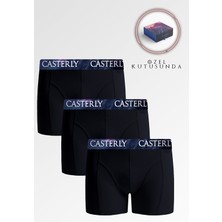 Casterly Erkek Siyah Boxer 3'lü Set: Özel Premium Kutusunda, Katlanma Yapmayan Özel Kumaş ve Sağlam Dikişler