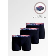 Casterly Erkek Siyah Boxer 3'lü Set: Özel Premium Kutusunda, Katlanma Yapmayan Özel Kumaş ve Sağlam Dikişler