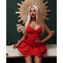 Pink Life Kırmızı Spagetti Bandaj Mini Elbise