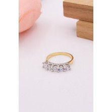 Latif Kuyumcu 14 Ayar Altın Yüzük Alyans Beş Taş Kadın Yüzük LKYZK1355