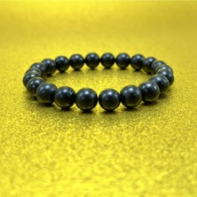 Yıldız Doğal Taş Shungite 8mm Elastik Misinalı Doğal Taş Bileklik
