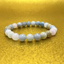 Yıldız Doğal Taş Helkum (Helidor-Akuamarin-Morganit)8mm Elastik Misinalı Doğal Taş Bileklik