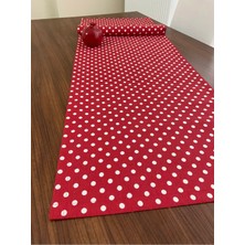 Zeren Home Sıvı Geçirmez Puantiyeli Dikdörtgen Runner Kırmızı 40 x 160