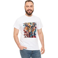 Blue Cometis Geyik Tasarımlı Unisex T-Shirt