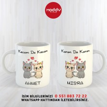 Moddy Store 2'li Karımda Karım - Kocamda Kocam Kedi Baskılı Çift Bardağı, Sevgiliye Kupa Bardak