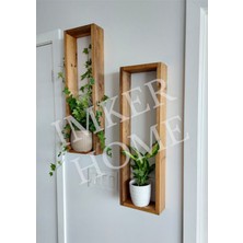 IMKER HOME 2'li Dikdörtgen Ahşap Duvar Rafı Uçan Raf Banyo Mutfak Salon Antre Duvar Düzenleyici Organizer Terek