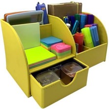 Need Masaüstü Düzenleyici Çekmeceli Organizer Kalemlik Pastel Sarı ND 1053