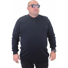 Moc Grande Mocgrande Erkek Büyük Beden Polo Yaka Düğmeli Triko Kazak 23700 Lacıvert