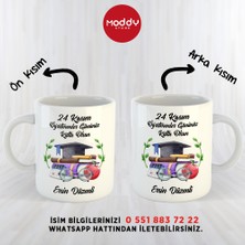 Moddy Store Kişiye Özel Isimli Kitap Kep Tasarımlı Öğretmenler Günü Baskılı Kupa Bardak Hediyelik