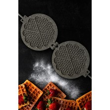 Gerçek Trend Granit 6 Bölmeli Kalp Şekilli Ocak Üstü Waffle Tavası Kalıbı