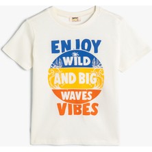 Koton Tişört Kısa Kollu Slogan Baskılı Pamuklu